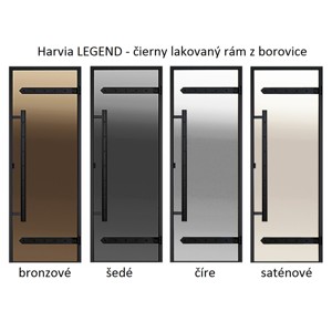 HARVIA LEGEND saunové dvere čierny lakovaný rám z borovice 7x19 (690x1890 mm)