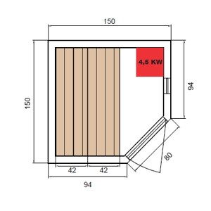 Fínska sauna ZEN 3-4 ROHOVÁ KOMPLET